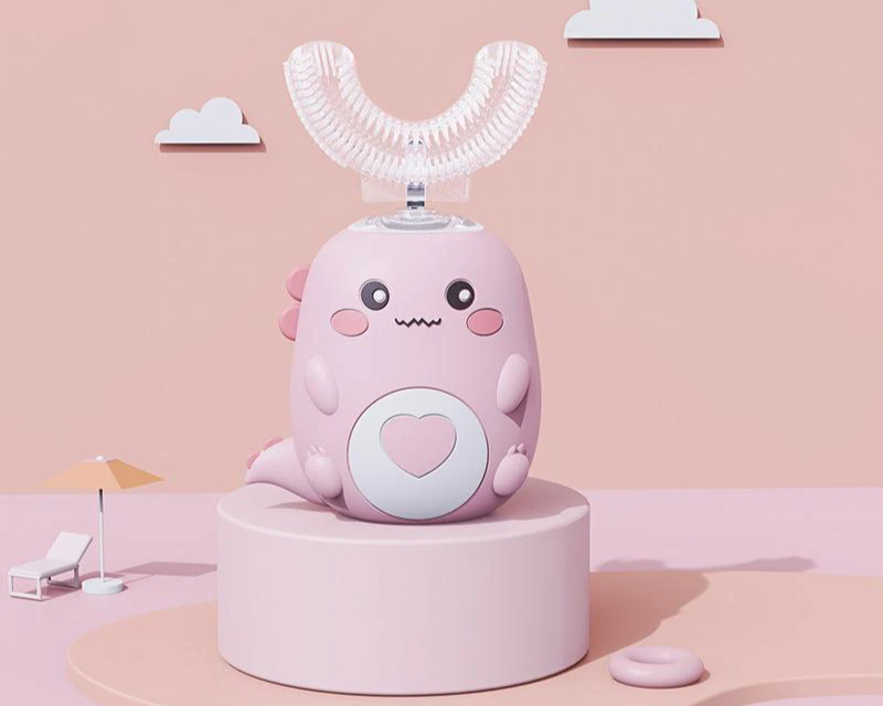 Children U-Shaped Electric Toothbrush 360 Degrees Smart Cartoon Kids Silicone Toothbrush Automatic Rechargeable Sonic Toothbrush