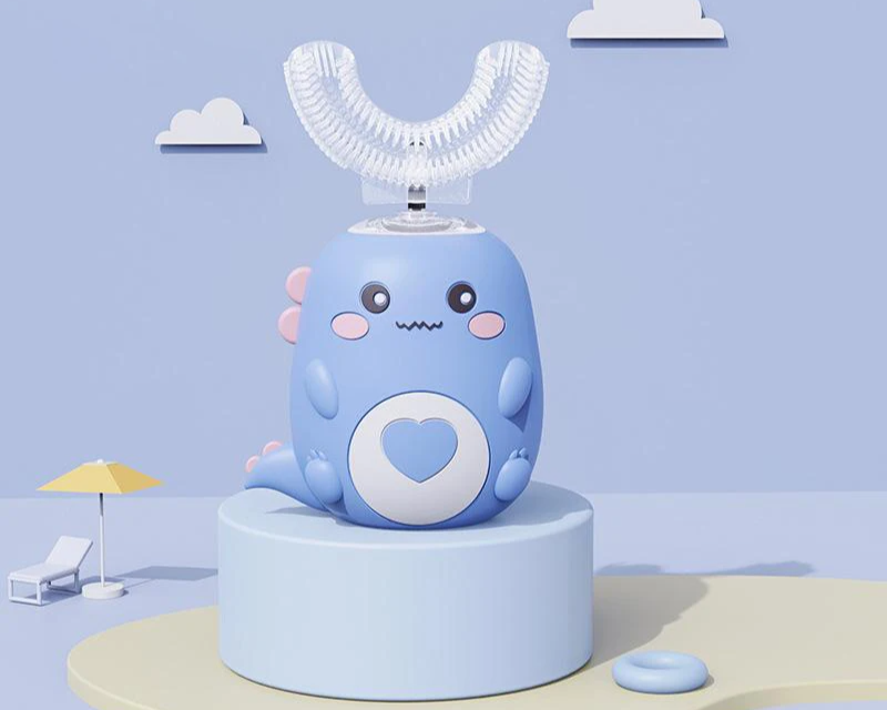 Children U-Shaped Electric Toothbrush 360 Degrees Smart Cartoon Kids Silicone Toothbrush Automatic Rechargeable Sonic Toothbrush